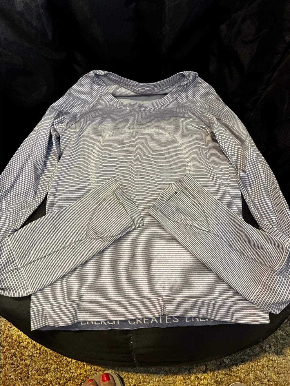 Lululemon Striped Long Sleeve Athletic Top - Light Gray/purple & White
